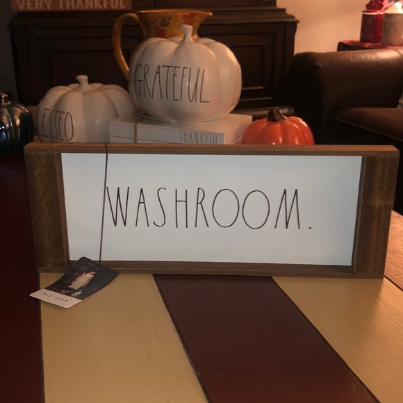 Rae Dunn WASHROOM. Wood Sign
